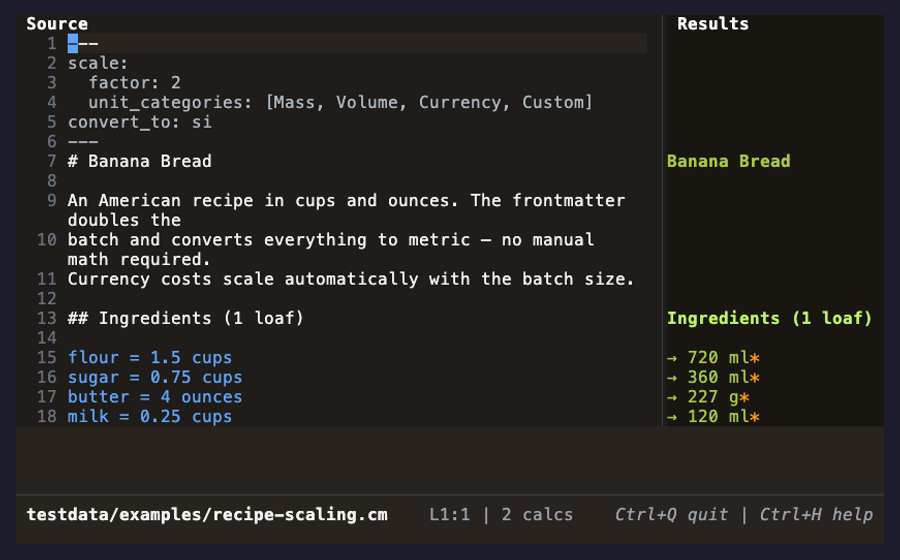 Side-by-Side mode — rendered markdown next to results